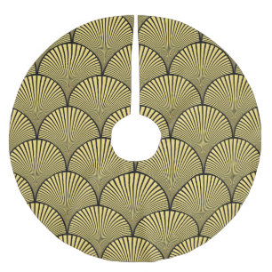 Japanese Art Deco: Black Gold Design Brushed Polyester Tree Skirt