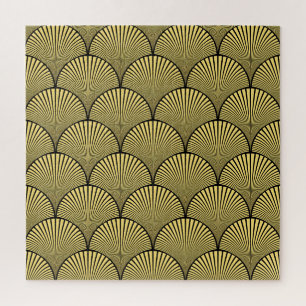 Japanese Art Deco: Black Gold Design Jigsaw Puzzle