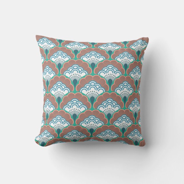 Japanese art deco style_ Oriental Throw Pillow (Front)