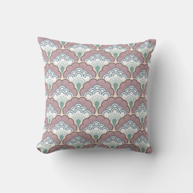 Japanese art deco style_Spring Throw Pillow (Front)