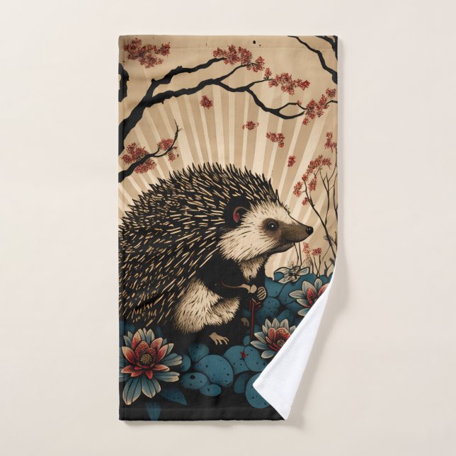 Japanese Art Hedgehog Wash Cloth (Hand Towel)