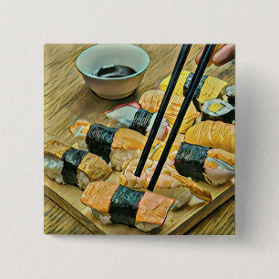 Japanese art lover 2 inch square button