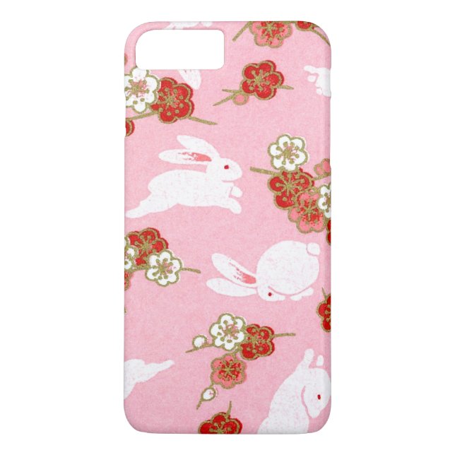 Japanese Art: Pink Sakuras & Rabbits iPhone 7 Plus Case-Mate iPhone Case (Back)