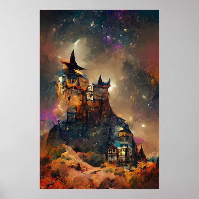 Japanese Art Print, Magic Castle, Fantasy Castle, Poster (Front)