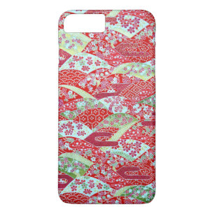 Japanese Art Red Floral Yuzen iPhone 8 Plus Case