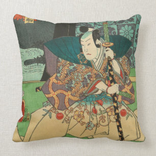 Japanese Art - Samurai Holding A Katana Sword Throw Pillow
