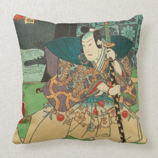Japanese Art - Samurai Holding A Katana Sword Throw Pillow