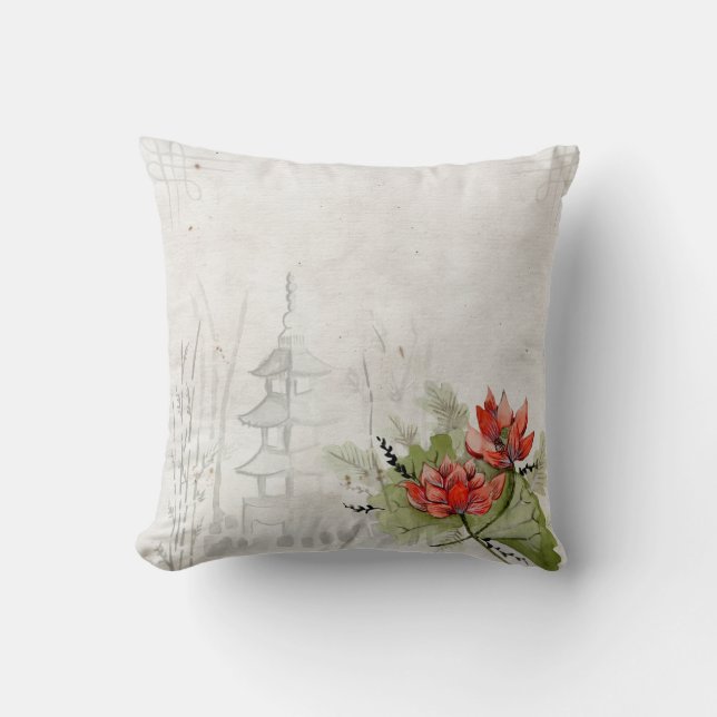 Japanese Art Throw Pillow (Front)