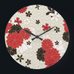 Japanese Art Traditional Floral Pattern Large Clock<br><div class="desc">A beautiful clock featuring Japanese floral pattern.</div>