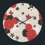 Japanese Art Traditional Floral Pattern Large Clock<br><div class="desc">A beautiful clock featuring Japanese floral pattern.</div>