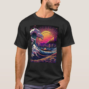 Japanese Art Ukiyo-e Style Retrowave Great Wave Of T-Shirt