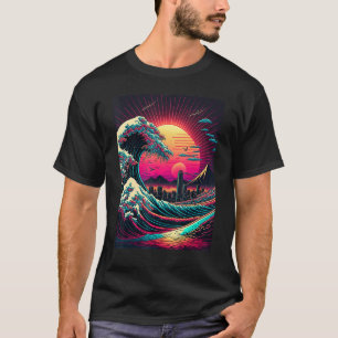 Japanese Art Ukiyo-e Style Retrowave Great Wave Of T-Shirt