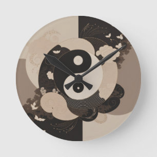 Japanese Art Yin Yang Round Clock