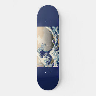 Japanese artwork painting wave, skateboard