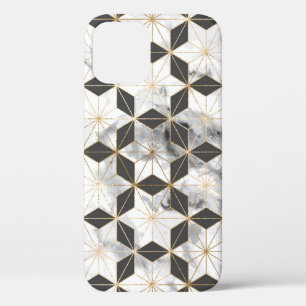 Japanese Asanoha: Gold Marble Pattern. iPhone 12 Case