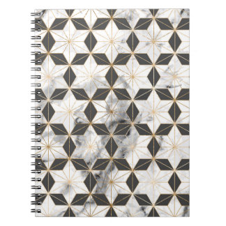 Japanese Asanoha: Gold Marble Pattern. Notebook