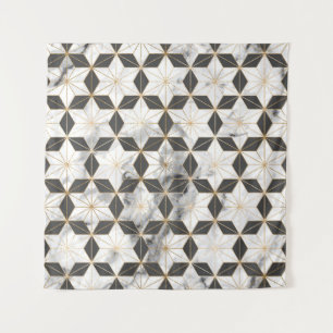 Japanese Asanoha: Gold Marble Pattern. Tapestry