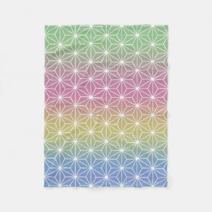 Japanese Asanoha (large scale) Pastel Rainbow Fleece Blanket