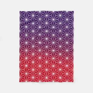 Japanese Asanoha (large scale) Red & Purple Fleece Blanket