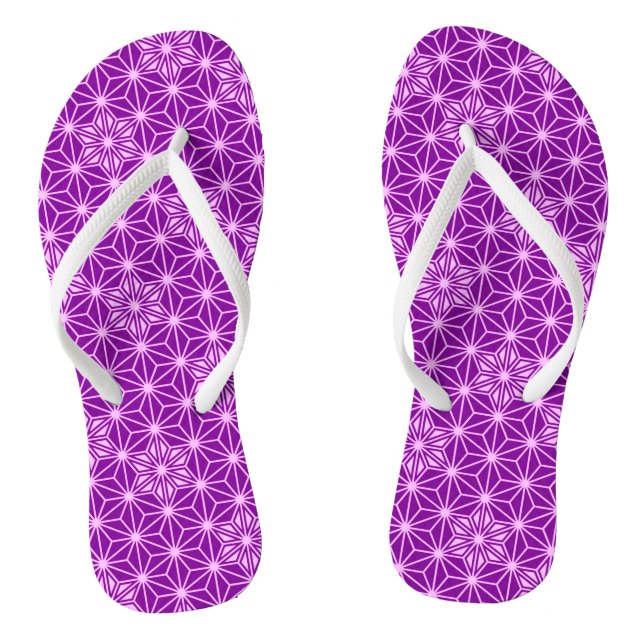 Japanese Asanoha or Star Pattern, amethyst purple Flip Flops (Footbed)