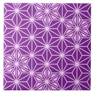 Japanese Asanoha or Star Pattern, amethyst purple Tile