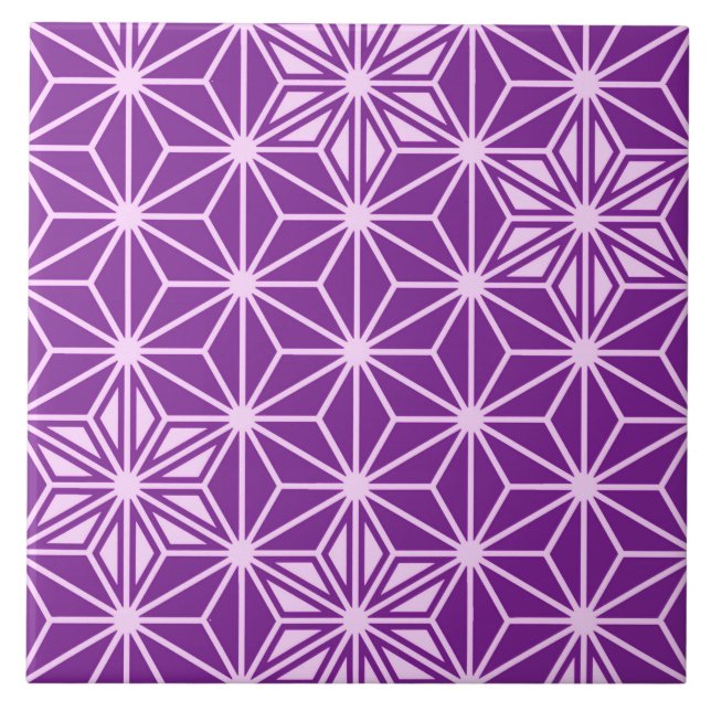 Japanese Asanoha or Star Pattern, amethyst purple Tile (Front)