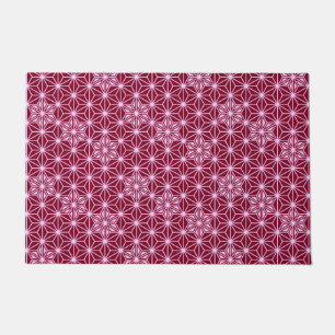 Japanese Asanoha or Star Pattern, Burgundy Maroon Doormat