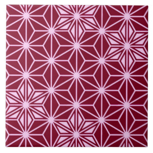 Japanese Asanoha or Star Pattern, Burgundy Maroon Tile