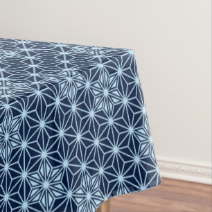 Japanese Asanoha or Star Pattern, Indigo Blue Tablecloth