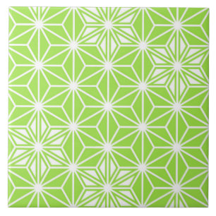 Japanese Asanoha or Star Pattern, light lime green Tile