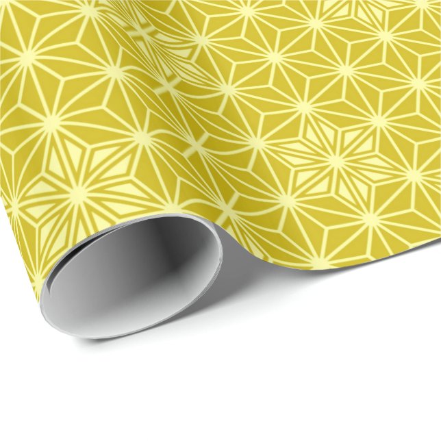 Japanese Asanoha or Star Pattern, mustard gold Wrapping Paper (Roll Corner)