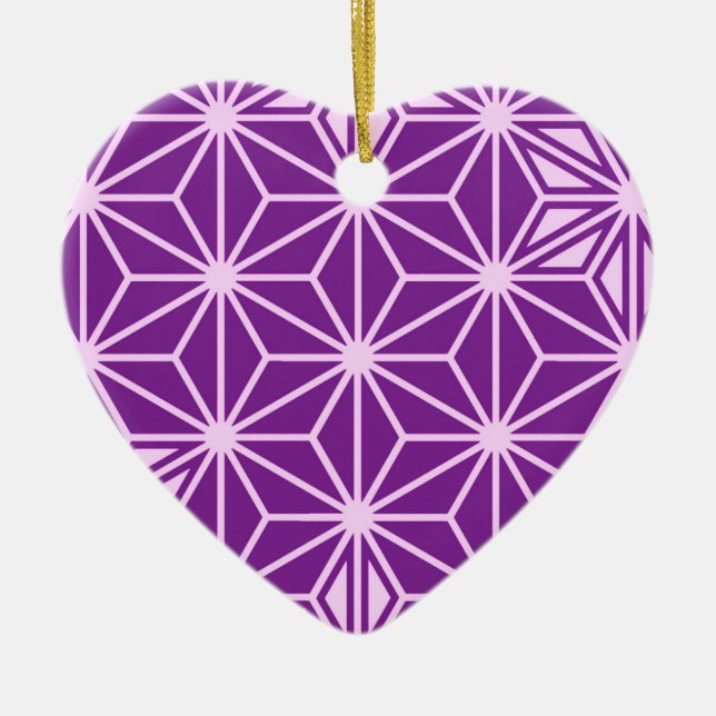 Japanese Asanoha pattern - amethyst purple Ceramic Ornament (Front)