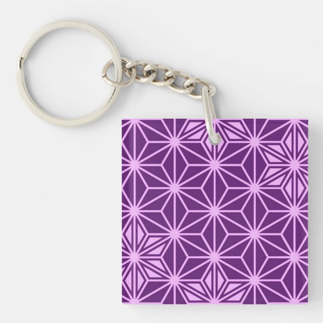 Japanese Asanoha pattern - amethyst purple Keychain (Front)