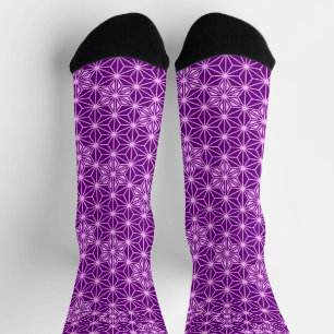 Japanese Asanoha Pattern, Amethyst Purple Socks