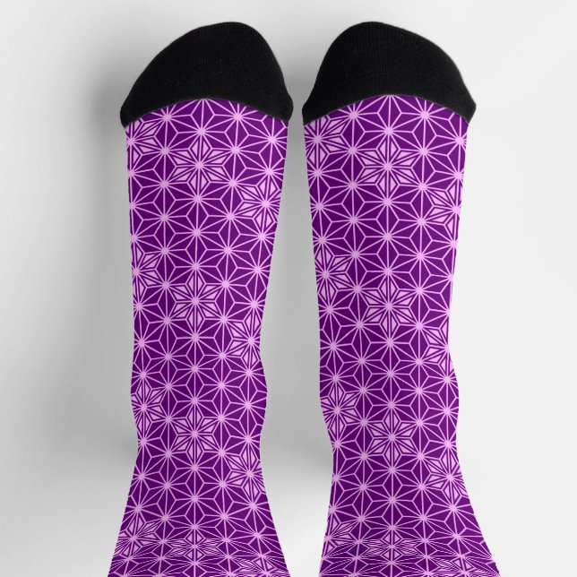 Japanese Asanoha Pattern, Amethyst Purple Socks (Top)