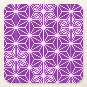 Japanese Asanoha pattern - amethyst purple Square Paper Coaster