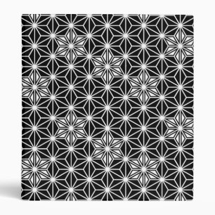 Japanese Asanoha pattern - black and white Binder