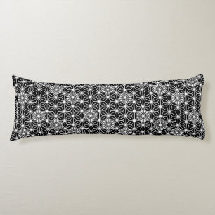 Japanese Asanoha pattern - black and white Body Pillow