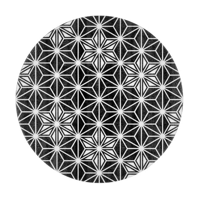 Japanese Asanoha pattern - black and white Cutting Board (Front)