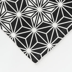 Japanese Asanoha pattern - black and white Fleece Blanket