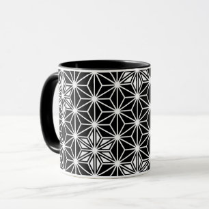 Japanese Asanoha pattern - black and white Mug