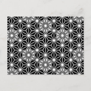 Japanese Asanoha pattern - black and white Postcard