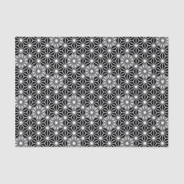 Japanese Asanoha pattern - black and white Tissue Paper (Front)