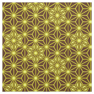 Japanese Asanoha pattern - brown and yellow Fabric