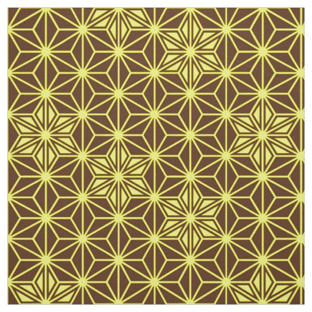 Japanese Asanoha pattern - brown and yellow Fabric (Swatch)