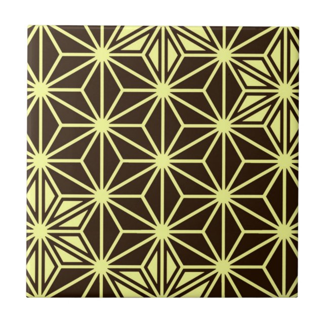 Japanese Asanoha pattern - brown and yellow Tile (Front)
