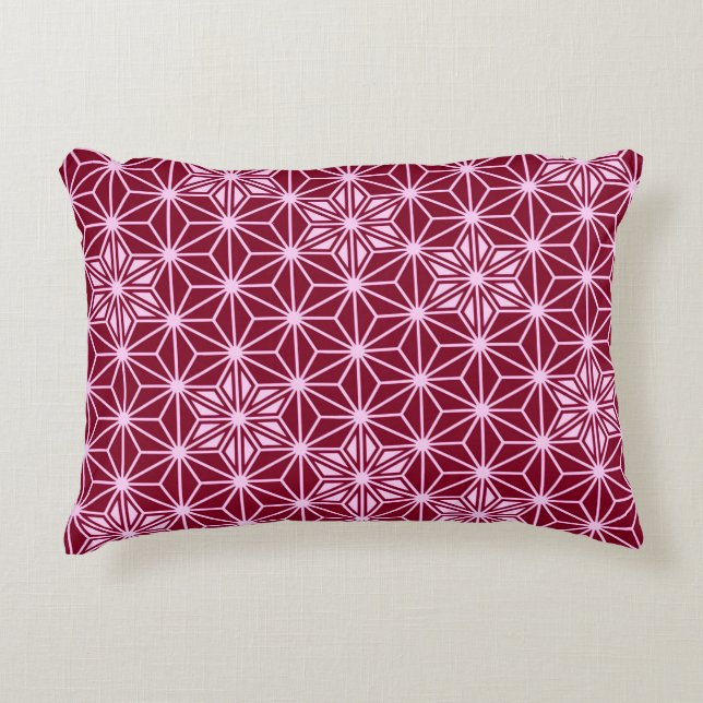 Japanese Asanoha pattern - burgundy Decorative Pillow (Front)
