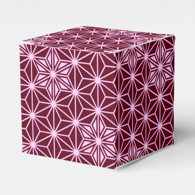Japanese Asanoha pattern - burgundy Favor Box (Front Side)