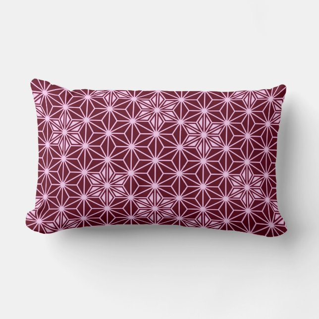 Japanese Asanoha pattern - burgundy Lumbar Pillow (Front)