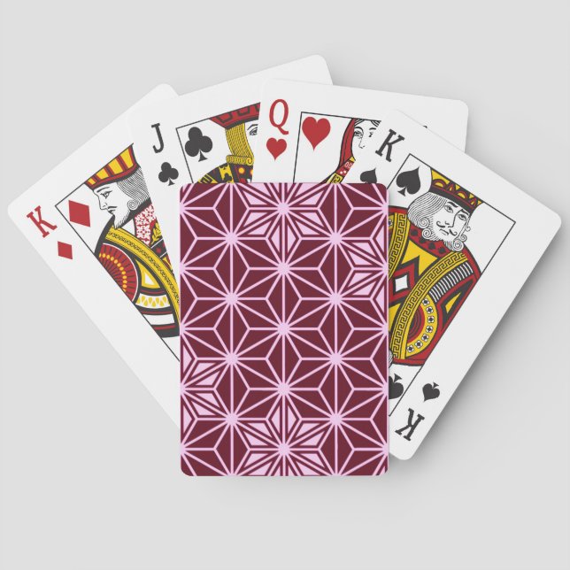 Japanese Asanoha pattern - burgundy Playing Cards (Back)